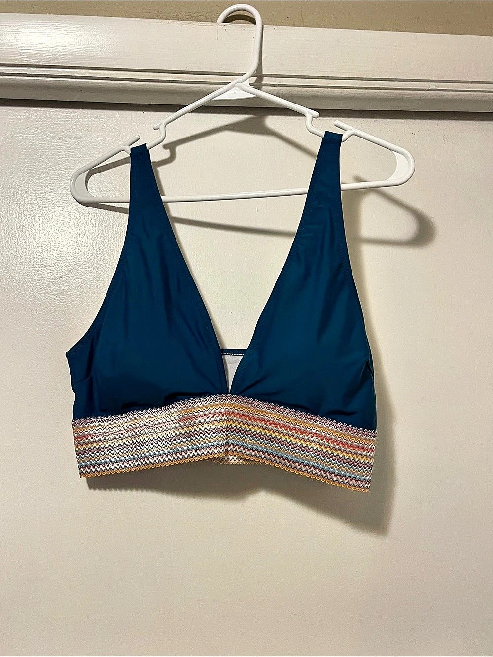 Bloooming jelly Swim Geometric Bikini Top in Blue XL NWT